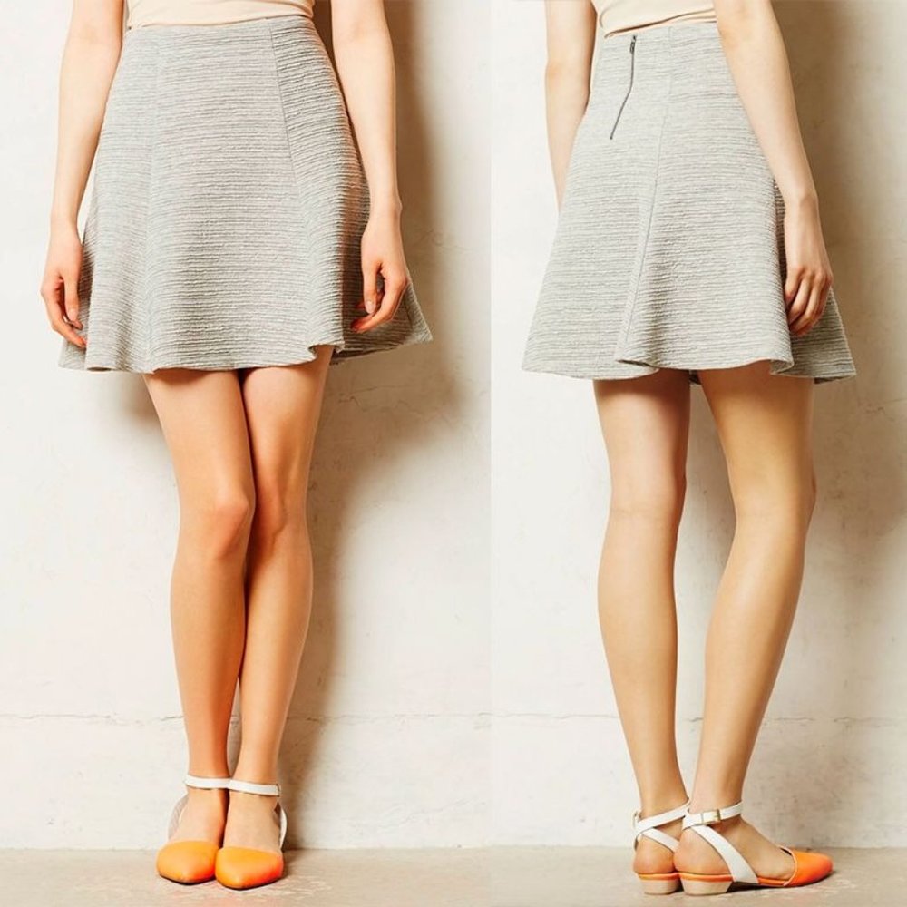 MAEVE x‎ Anthropologie Crosstown Swing Skirt in Grey Sz S